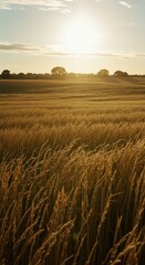 Obraz premium Golden wheat field at sunset