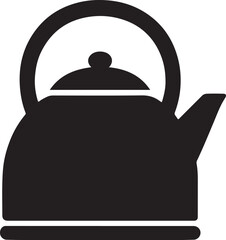 Kettle silhouette vector isolated on white background, simple black kitchen appliance design.