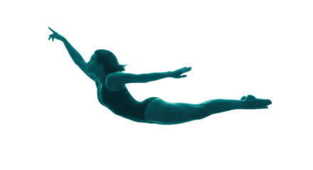 Isolated Woman Swimming Underwater