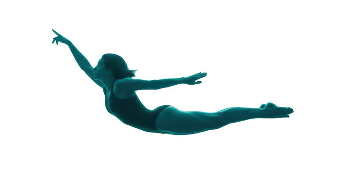 Isolated Woman Swimming Underwater