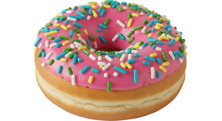 Isolated Pink Frosted Donut with Sprinkles