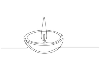 Diya Oil Lamp Line Art, Diya Lamp One Line Art Celebrating Light and Traditions, Diya Lamp Continuous Line Art