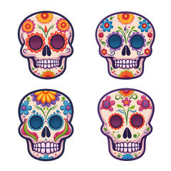 Sugar Skull with Cartoon Day of the Dead Style