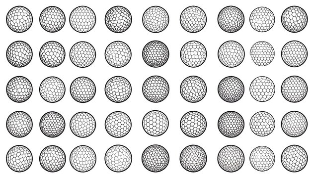 Gridded spheres, various shades of gray