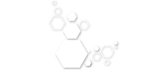 Minimal white background with abstract 3D hexagon shapes, clean geometric design, modern futuristic template for technology, business, medical, and digital innovation concepts.