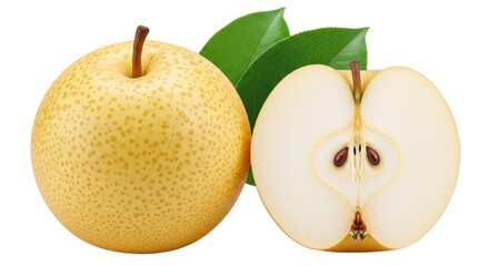 Isolated Asian Pear and a Half
