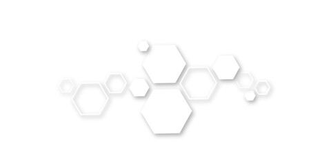 Minimal white background with abstract 3D hexagon shapes, clean geometric design, modern futuristic template for technology, business, medical, and digital innovation concepts.