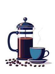 Modern Coffee Machine with Hot Cup of Coffee