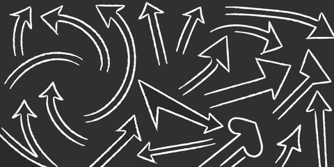 Hand Drawn Arrow Collection With Chalk Texture On Dark Background arrows direction