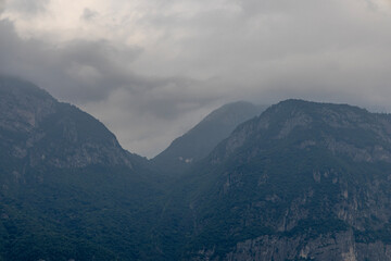 Paganella mountain, Trydent. Panorama of the Alpine Mountains in South Tyrol, Italy