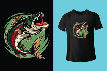 Big bass fish for stylish t shirt design illustration vector