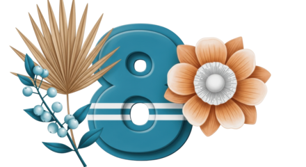 Isolated Number 8 Floral Decoration