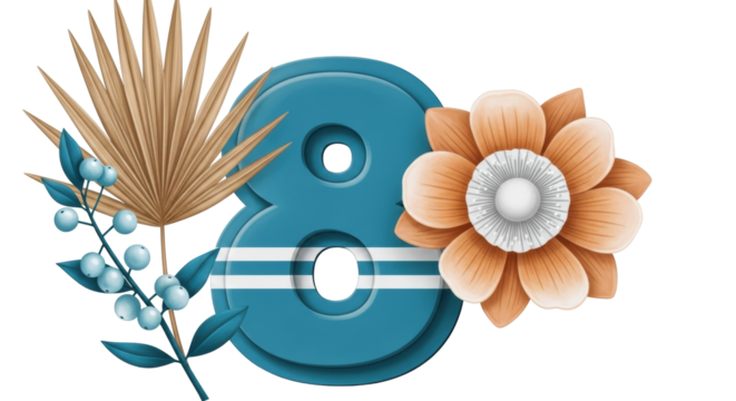 Isolated Number 8 Floral Decoration