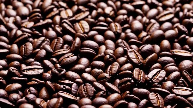 Background ry of coffee seeds suitable for promotional material, tightly cropped heap