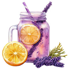 Refreshing lavender lemonade in mason jar with lemon slices