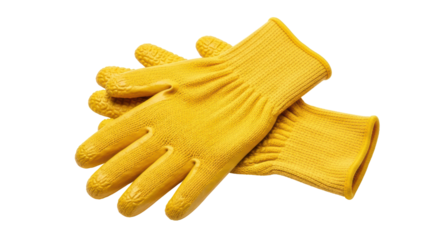 Isolated Pair of Yellow Work Gloves