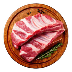  Pork ribs raw, isolated on white and transparent background