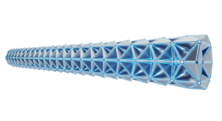 Luminous floating triangular panels with vibrant neon electric blue glow against a transparent minimalist background providing copy space, concept of futuristic design