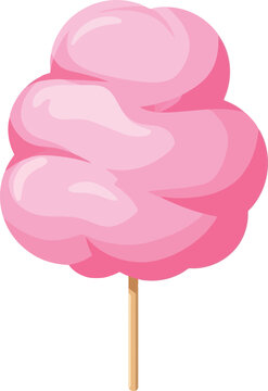Sweet pink cotton candy treat on stick for fun festivals and sweet snack themes vector