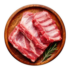 Pork ribs raw, isolated on white and transparent background