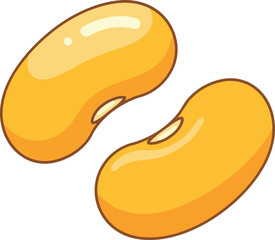 Two yellow soybeans with illustration style and isolated elements vector