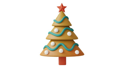 Isolated Cartoon Christmas Tree with Clay Texture