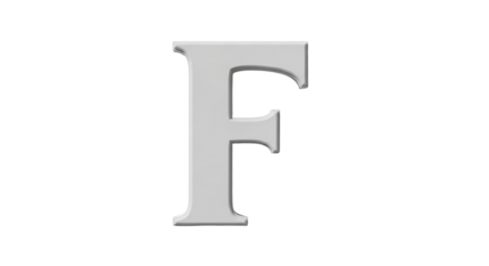 Isolated Letter F in Gray