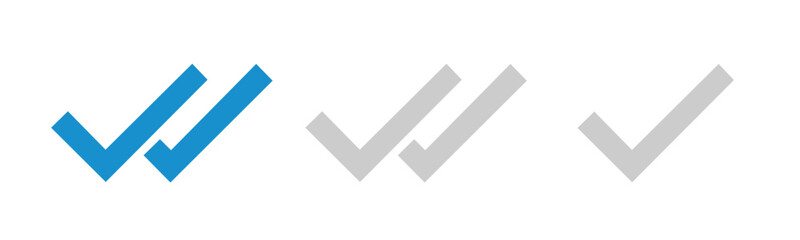 Message checkbox  sent, read and delivery status icons. Checkmark stock vector
