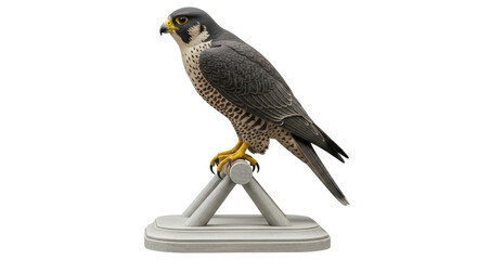 Isolated Peregrine Falcon on Stand: Majestic Bird of Prey