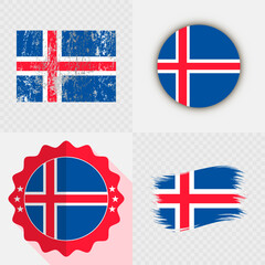 Obraz premium Iceland National Flag Icon Collection.