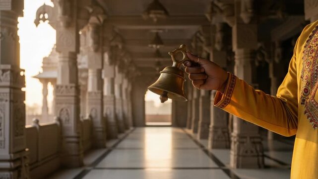 Varaha Jayanti  Ganesh Chaturthi  Hartalika Teej  Samvatsari Balarama Jayanti A Person Ringing a Temple Bell  Indian Festival Celebration