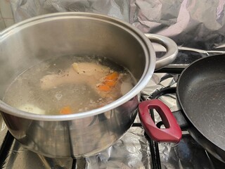 cooking in the kitchen