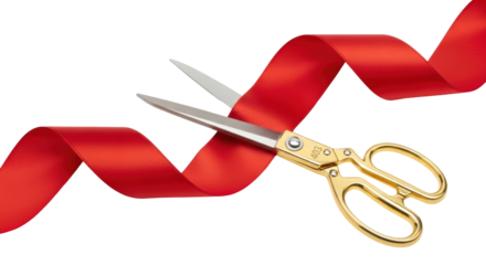 Isolated Scissor Cutting Ribbon