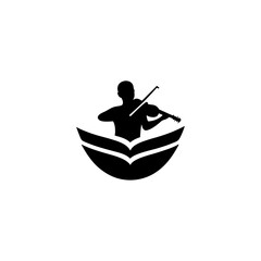 Silhouette of Violin Player Performing – Minimal Music, Performance, Orchestra, and Entertainment Vector Illustration