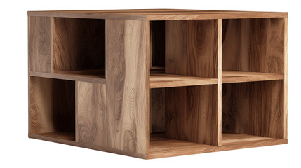 Vintage-inspired wooden cube cabinet with four square shelves for stylish rustic furniture, compact decorative storage, and versatile interior organization transparent background