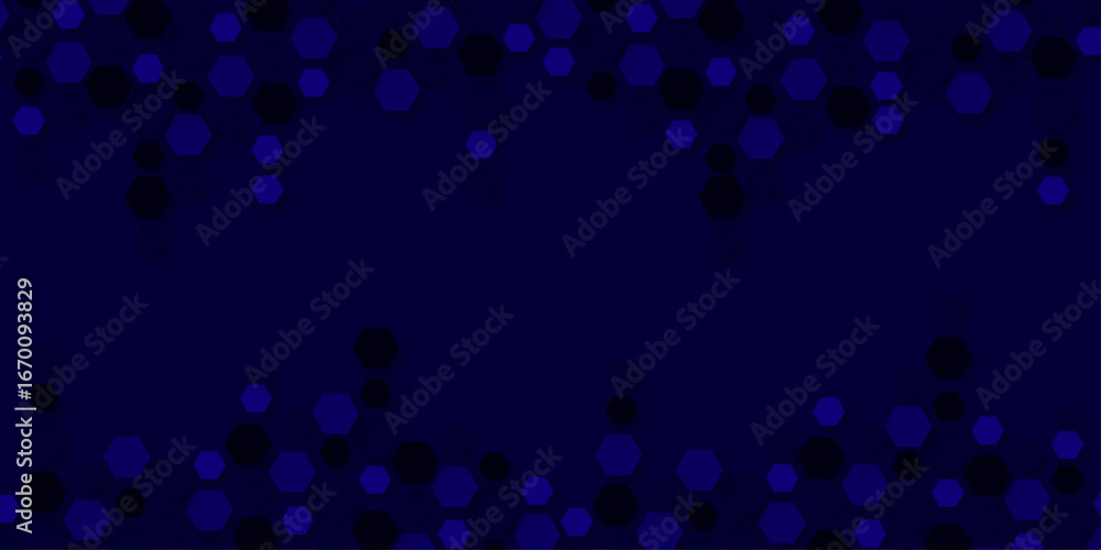 Poster a modern geometric background featuring a top border of hexagons in dark purple, black, white, and l