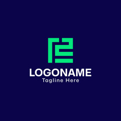 Obraz premium Abstract geometric monogram logo design green and blue business icon