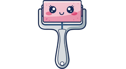Isolated Kawaii Cute Roller Tool with Smiling Face