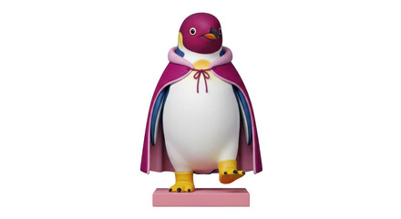 Isolated Penguin Character with Cape