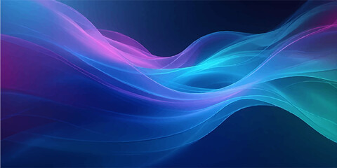 Abstract flowing blue waves with a glowing fractal pattern