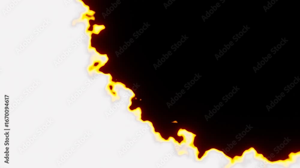 Poster burning fire flames transition overlay on 3d rendering. animation background