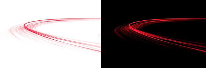 Luminous red line vector with glowing abstract beam, bright streak trail and motion blur effect,...
