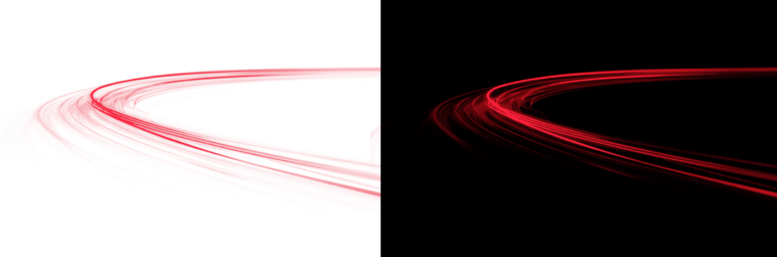 Luminous red line vector with glowing abstract beam, bright streak trail and motion blur effect, ray stripes in speed dynamic png light futuristic design png.