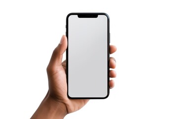 Hand holding blank smartphone screen