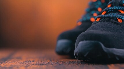 High-performance athletic shoes on a wooden surface ready for action