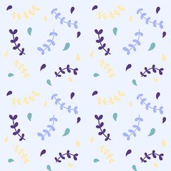 Minimal Botanical Branch Pattern in Purple, Green and Yellow – Seamless Nature Design 