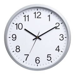 Clock's Face: A pristine clock face with sleek silver frame and clear black numbers, poised at a precise time, evoking a sense of order and precision.