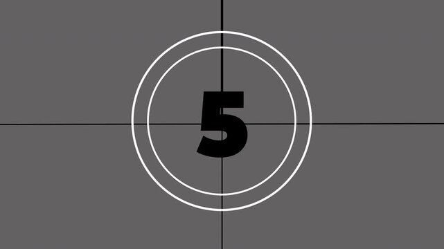 A classic old movie countdown effect, showing the number centered within a retro circular frame. This nostalgic cinematic visual is perfect for creating a vintage film look.