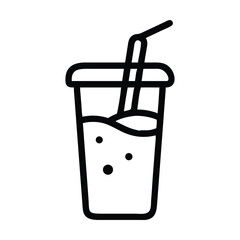 Drink icon set beverage vector symbol cold juice glass with straw sign