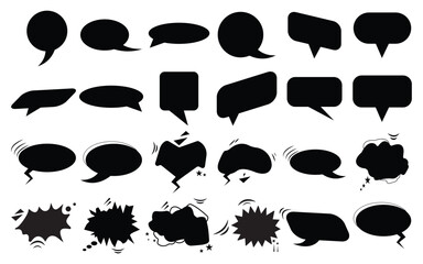 Colorful Retro Speech Bubble Collection – Pop Art Style Dialog Icons and Message Balloons Set